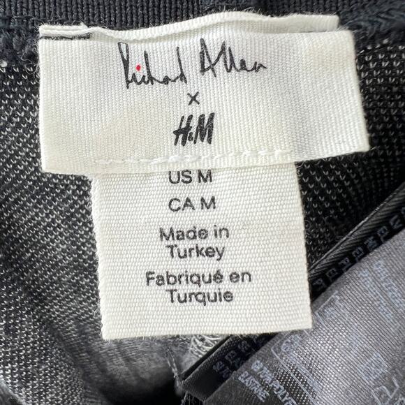 Richard Allan x H&M Black White Midi Skirt Knit Geometric Elastic Waist Medium M - Picture 9 of 11